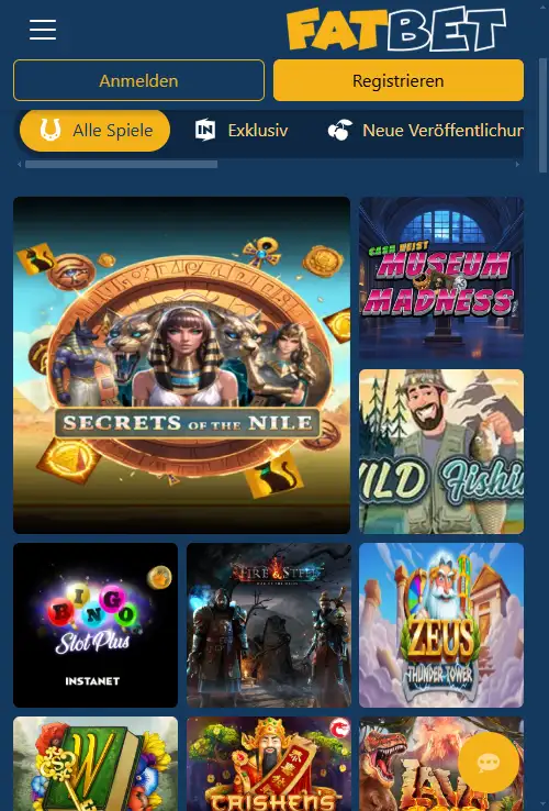 FatBet Casino Website in der Smartphone-Ansicht